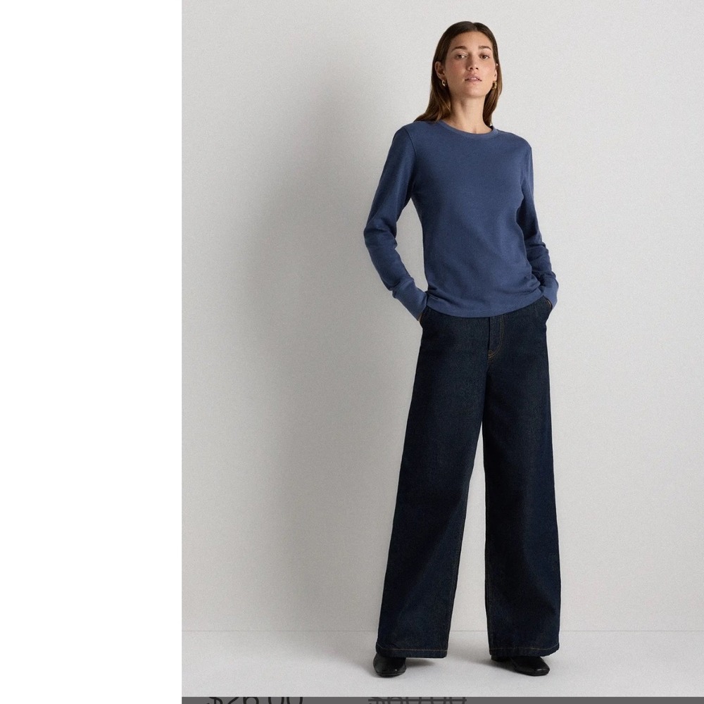 Quince Long Sleeve Tee Women S Blue Excellent Organic Cotton Slub Tee